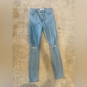 Classic Blue Distressed super High Rise Skinniest Jeans